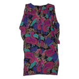 Womens Day Dress Black Viscose Floral Long Sleeve Knee Length M