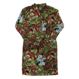 Womens Day Dress Green Floral Long Sleeve Knee Length L