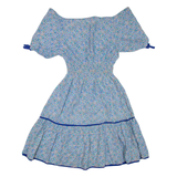 Womens Day Dress Blue Floral Short Sleeve Short S