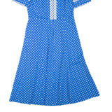 Womens Day Dress Blue Spotted Short Sleeve Knee Length M