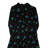 Womens Day Dress Black Floral Long Sleeve Knee Length M