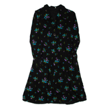 Womens Day Dress Black Floral Long Sleeve Knee Length M