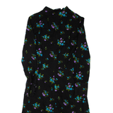 Womens Day Dress Black Floral Long Sleeve Knee Length M