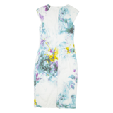 KAREN MILLEN Womens Pencil Dress White Floral Short Sleeve Knee Length UK 12