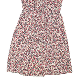 MONSOON Womens Day Dress Beige Viscose Floral Short Sleeve Knee Length UK 12
