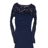 PHASE EIGHT Lined Womens Bodycon Dress Blue Long Sleeve Midi UK 8