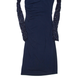 PHASE EIGHT Lined Womens Bodycon Dress Blue Long Sleeve Midi UK 8