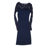 PHASE EIGHT Lined Womens Bodycon Dress Blue Long Sleeve Midi UK 8