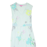 JOULES Womens Day Dress Blue Viscose Floral Sleeveless Knee Length UK 8