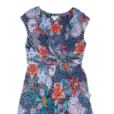 MONSOON Womens Day Dress Blue Viscose Floral Sleeveless Short UK 12