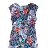 MONSOON Womens Day Dress Blue Viscose Floral Sleeveless Short UK 12