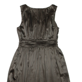 DKNY Womens Fit & Flare Dress Brown Silk Sleeveless Short S