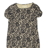 MICHAEL KORS Womens Shift Dress Black Silk Floral Short Sleeve Short L