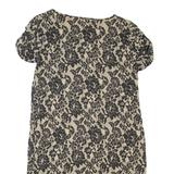 MICHAEL KORS Womens Shift Dress Black Silk Floral Short Sleeve Short L