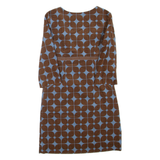 BODEN Womens Day Dress Brown Geometric Long Sleeve Knee Length UK 8