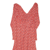 BODEN Womens Day Dress Red Viscose Floral Long Sleeve Midi UK 14