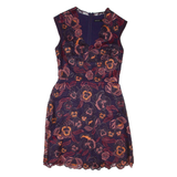 KAREN MILLEN Womens Day Dress Purple Floral Sleeveless Short UK 8