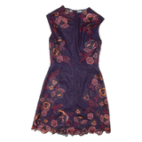 KAREN MILLEN Womens Day Dress Purple Floral Sleeveless Short UK 8