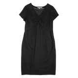 BODEN Womens Pencil Dress Black Wool Short Sleeve Knee Length UK 12