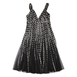 PHASE EIGHT Womens Day Dress Black Striped Sleeveless Knee Length M