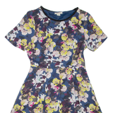 MONSOON Womens Fit & Flare Dress Blue Floral Short Sleeve Short UK 8