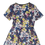 MONSOON Womens Fit & Flare Dress Blue Floral Short Sleeve Short UK 8