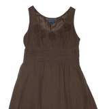 BODEN Womens Day Dress Brown Silk Sleeveless Knee Length XL