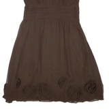 BODEN Womens Day Dress Brown Silk Sleeveless Knee Length XL