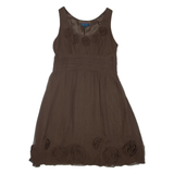 BODEN Womens Day Dress Brown Silk Sleeveless Knee Length XL