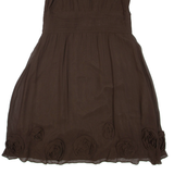 BODEN Womens Day Dress Brown Silk Sleeveless Knee Length XL