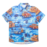 Mens Hawaiian Shirt Blue Floral S