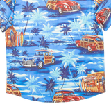 Mens Hawaiian Shirt Blue Floral S