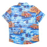Mens Hawaiian Shirt Blue Floral S