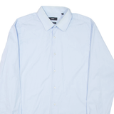 BOSS HUGO BOSS Mens Plain Shirt Blue Long Sleeve L