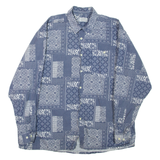 GATSBY INTERNATIONAL Mens Shirt Blue Crazy Pattern Long Sleeve M