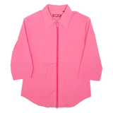 REPLAY Zip Up Womens Plain Shirt Pink 3/4 Sleeve M