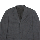 BALLY Mens Overcoat Jacket Grey Wool Herringbone L