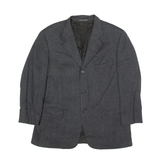 BALLY Mens Overcoat Jacket Grey Wool Herringbone L