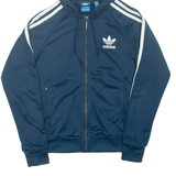 ADIDAS Womens Blue Hoodie Full Zip UK 8