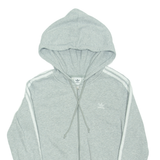 ADIDAS Womens Grey Hoodie Full Zip UK 12
