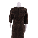 LAURA ASHLEY Womens Pencil Dress Brown Knit Wool Plaid Knee Length UK 10