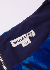 WHISTLES Womens Pencil Dress Blue Silk Crazy Pattern Knee Length UK 12