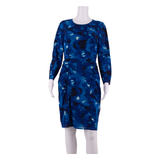 WHISTLES Womens Pencil Dress Blue Silk Crazy Pattern Knee Length UK 12