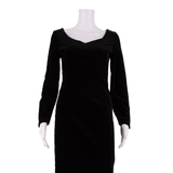 LAURA ASHLEY Womens Pencil Dress Black Velvet 90s Knee Length UK 8