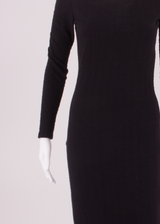 KARL LAGERFELD Womens Bodycon Dress Black Long Sleeve Midi S
