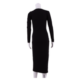KARL LAGERFELD Womens Bodycon Dress Black Long Sleeve Midi S