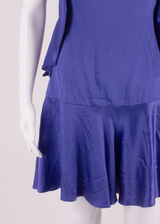 KAREN MILLEN Womens Fit & Flare Dress Blue Short Sleeve Knee Length UK 10