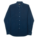 DKNY Slim Fit Mens Plain Shirt Blue Long Sleeve M