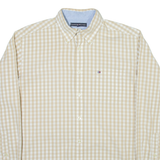 TOMMY HILFIGER Mens Shirt Cream Check Long Sleeve M