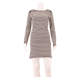 GANNI Womens Jumper Dress White Striped Long Sleeve Knee Length L